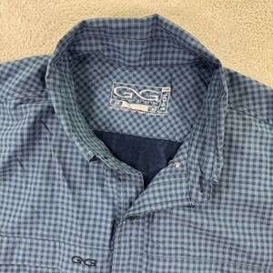 Guard Outdoors 1041 Mens 3XL Blue Gingham Check Fishing Shirt Short Sleeve EUC